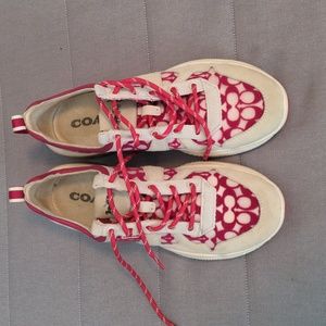 Coach tennis shoes pink and cream size 8
